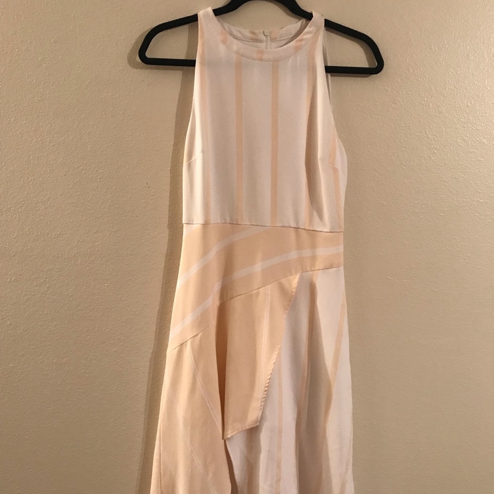 Finders Keepers Pink Striped Asymmetrical Dress